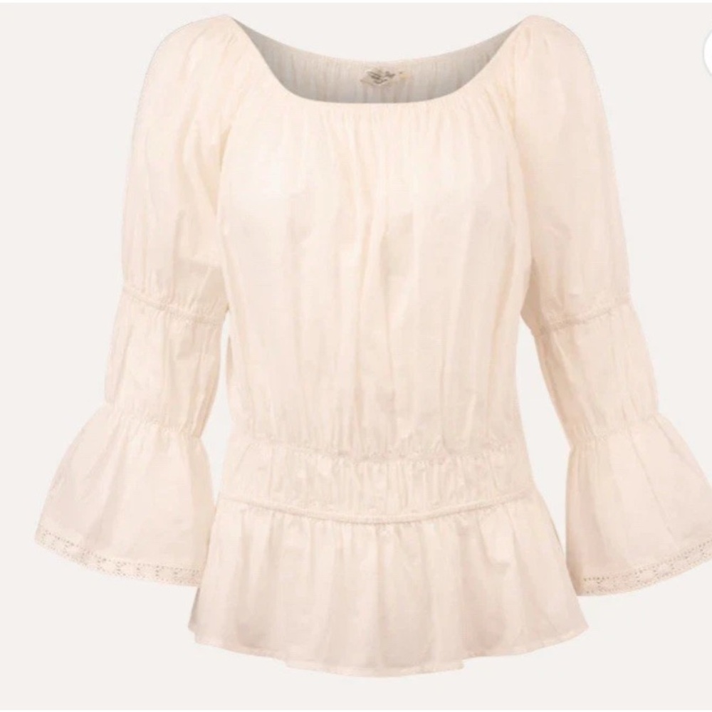 Tasha Polizzi XLG Lavender White Peasant Top Blouse  $139.95 NWT